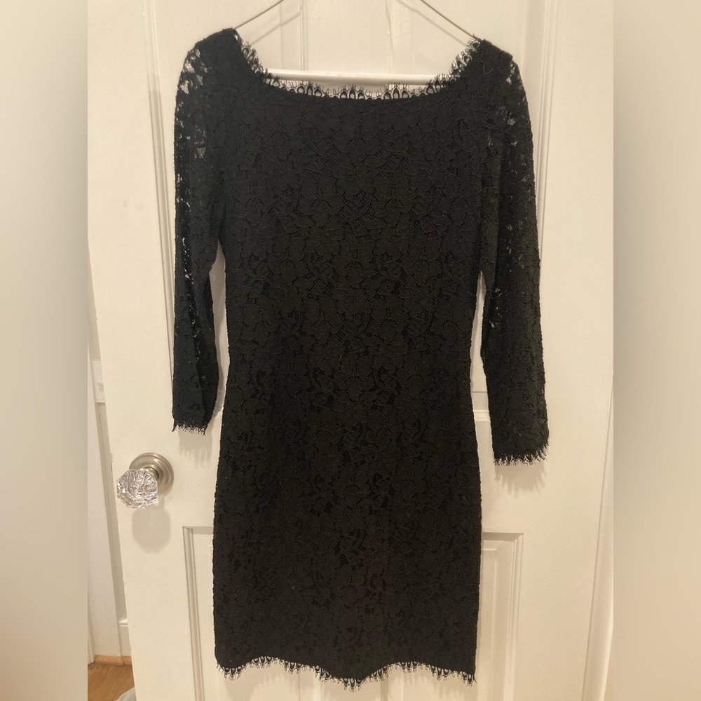 Diane von Furstenburg black lace dress